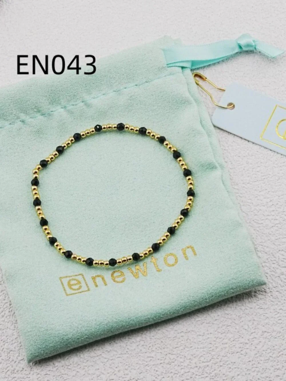 Enewton Black Crystal Glass & Gold Bead Bracelet